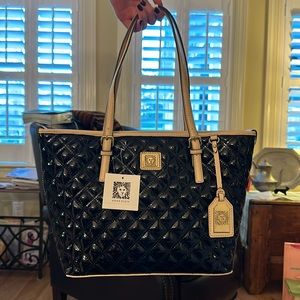 Anne Klein Sweet Debut Black patent tote new with tags